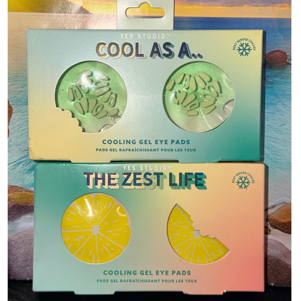 Yes Studio Cooling Gel Eye Pads Set Cucumber Lemon The Zest Life 2 Pack New